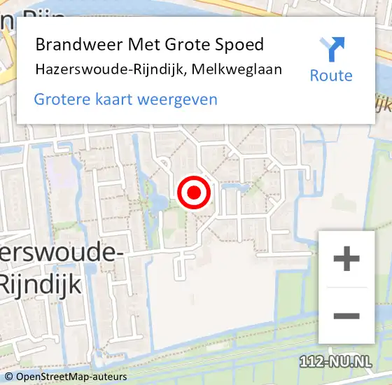 Locatie op kaart van de 112 melding: Brandweer Met Grote Spoed Naar Hazerswoude-Rijndijk, Melkweglaan op 15 september 2024 14:39