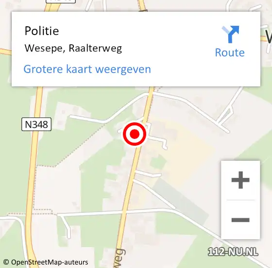 Locatie op kaart van de 112 melding: Politie Wesepe, Raalterweg op 15 september 2024 14:48