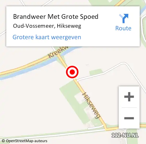 Locatie op kaart van de 112 melding: Brandweer Met Grote Spoed Naar Oud-Vossemeer, Hikseweg op 15 september 2024 14:54