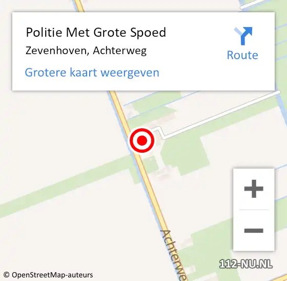 Locatie op kaart van de 112 melding: Politie Met Grote Spoed Naar Zevenhoven, Achterweg op 15 september 2024 14:56