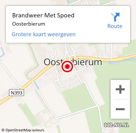 Locatie op kaart van de 112 melding: Brandweer Met Spoed Naar Oosterbierum op 15 september 2024 15:12