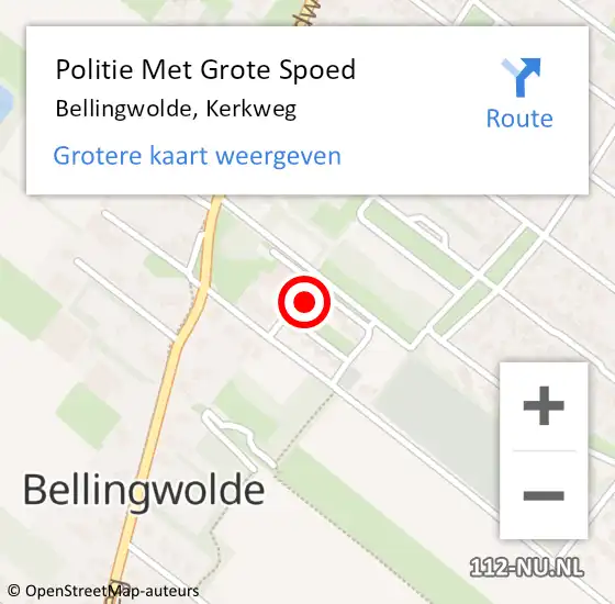 Locatie op kaart van de 112 melding: Politie Met Grote Spoed Naar Bellingwolde, Kerkweg op 15 september 2024 15:25