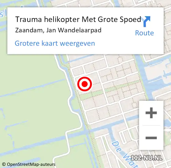 Locatie op kaart van de 112 melding: Trauma helikopter Met Grote Spoed Naar Zaandam, Jan Wandelaarpad op 15 september 2024 15:31