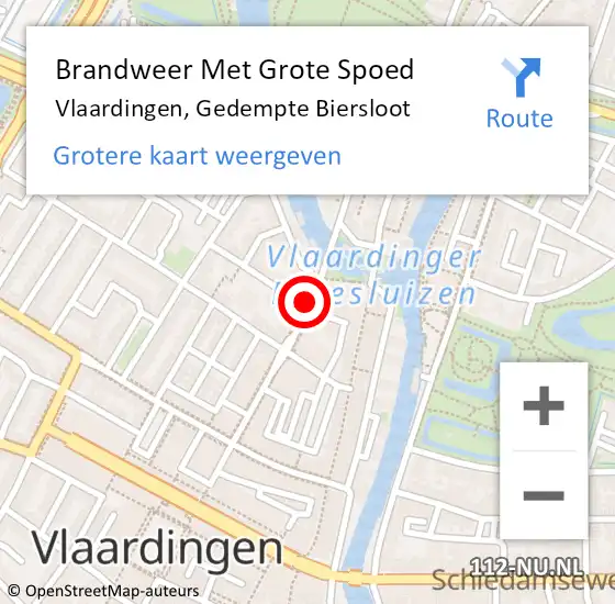 Locatie op kaart van de 112 melding: Brandweer Met Grote Spoed Naar Vlaardingen, Gedempte Biersloot op 15 september 2024 15:40