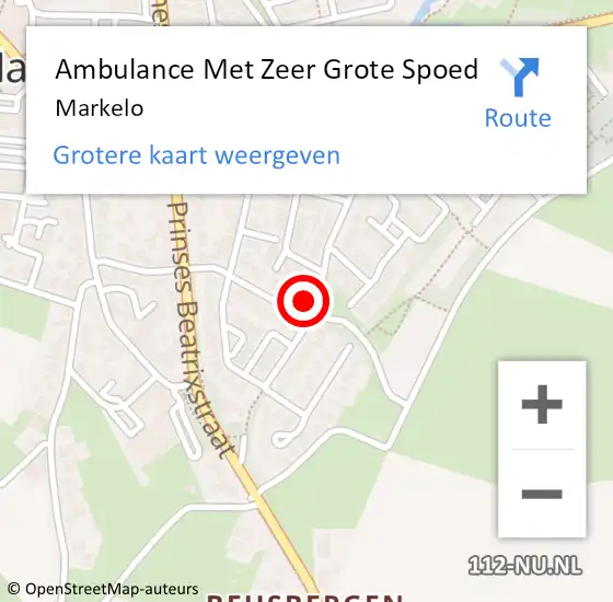 Locatie op kaart van de 112 melding: Ambulance Met Zeer Grote Spoed Naar Markelo op 15 september 2024 15:58