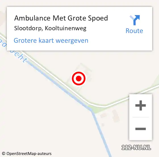 Locatie op kaart van de 112 melding: Ambulance Met Grote Spoed Naar Slootdorp, Kooltuinenweg op 15 september 2024 16:00