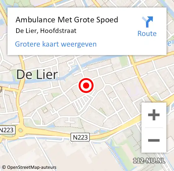 Locatie op kaart van de 112 melding: Ambulance Met Grote Spoed Naar De Lier, Hoofdstraat op 15 september 2024 16:02