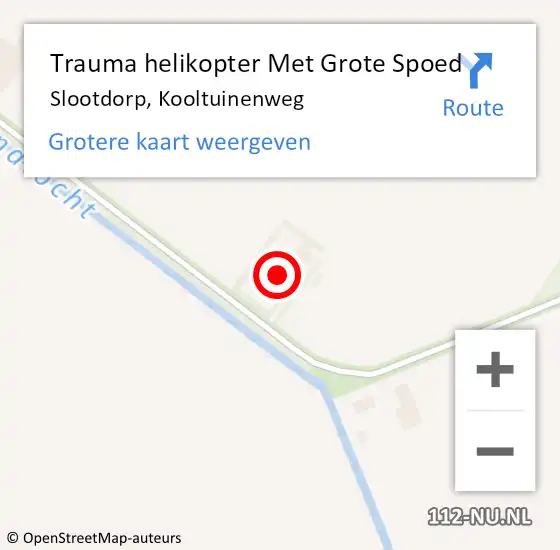 Locatie op kaart van de 112 melding: Trauma helikopter Met Grote Spoed Naar Slootdorp, Kooltuinenweg op 15 september 2024 16:07