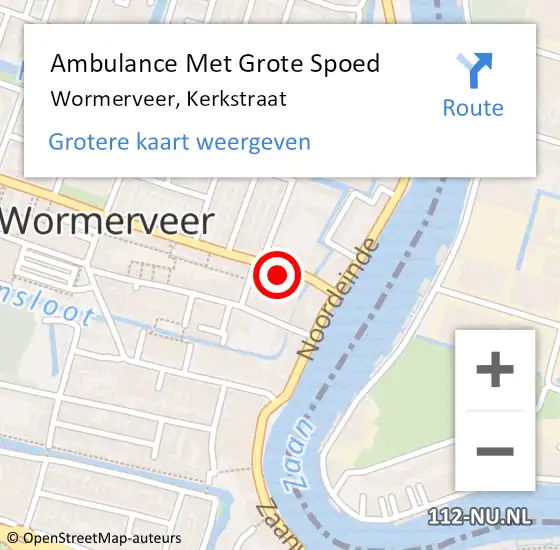 Locatie op kaart van de 112 melding: Ambulance Met Grote Spoed Naar Wormerveer, Kerkstraat op 15 september 2024 16:35