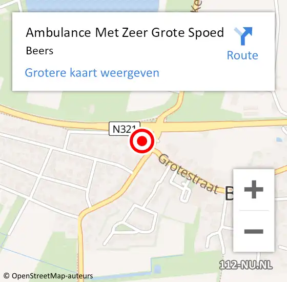 Locatie op kaart van de 112 melding: Ambulance Met Zeer Grote Spoed Naar Beers op 15 september 2024 16:38