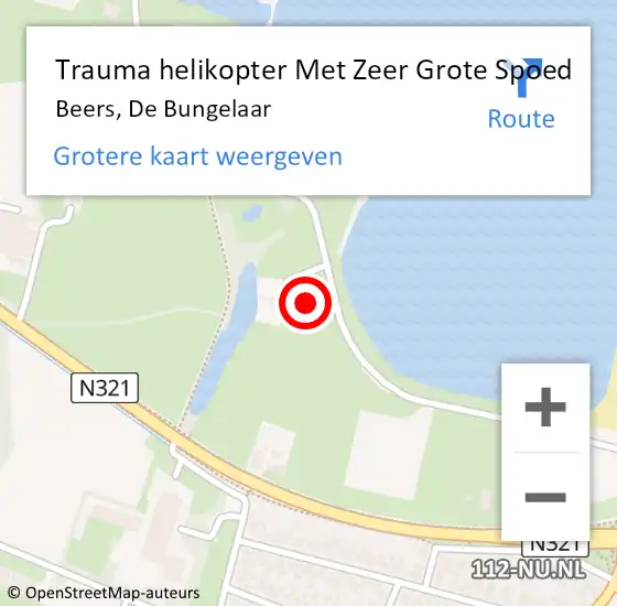 Locatie op kaart van de 112 melding: Trauma helikopter Met Zeer Grote Spoed Naar Beers, De Bungelaar op 15 september 2024 16:38