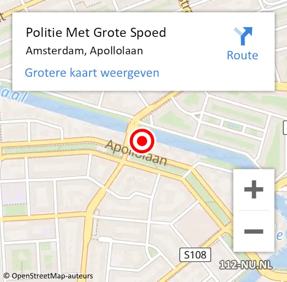 Locatie op kaart van de 112 melding: Politie Met Grote Spoed Naar Amsterdam, Apollolaan op 15 september 2024 16:57