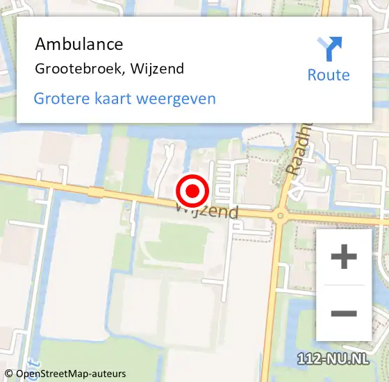 Locatie op kaart van de 112 melding: Ambulance Grootebroek, Wijzend op 15 september 2024 16:57