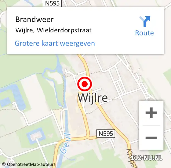 Locatie op kaart van de 112 melding: Brandweer Wijlre, Wielderdorpstraat op 20 oktober 2014 10:00