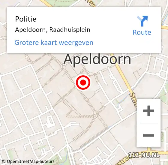 Locatie op kaart van de 112 melding: Politie Apeldoorn, Raadhuisplein op 15 september 2024 17:11