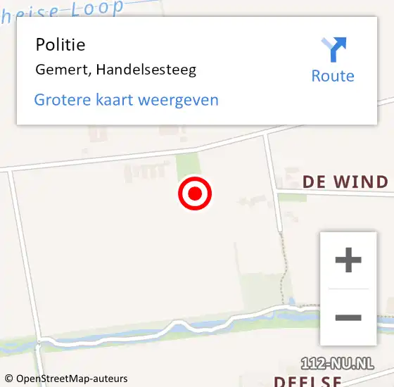 Locatie op kaart van de 112 melding: Politie Gemert, Handelsesteeg op 15 september 2024 17:11