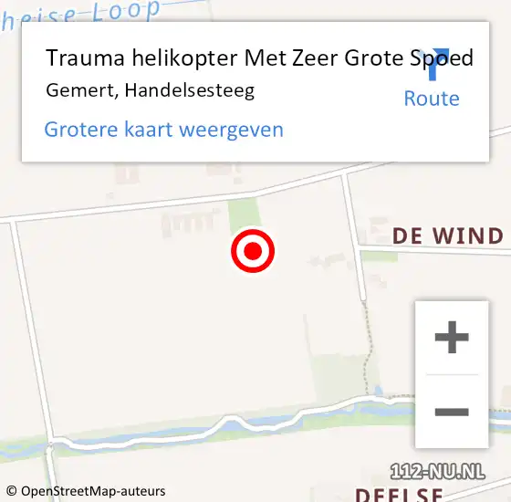 Locatie op kaart van de 112 melding: Trauma helikopter Met Zeer Grote Spoed Naar Gemert, Handelsesteeg op 15 september 2024 17:15