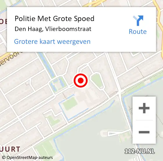 Locatie op kaart van de 112 melding: Politie Met Grote Spoed Naar Den Haag, Vlierboomstraat op 15 september 2024 17:20