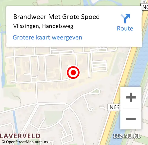 Locatie op kaart van de 112 melding: Brandweer Met Grote Spoed Naar Vlissingen, Handelsweg op 15 september 2024 17:25