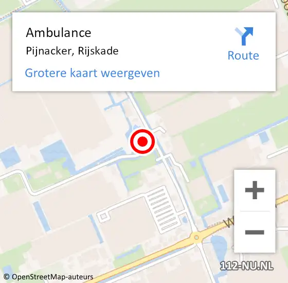 Locatie op kaart van de 112 melding: Ambulance Pijnacker, Rijskade op 15 september 2024 17:45