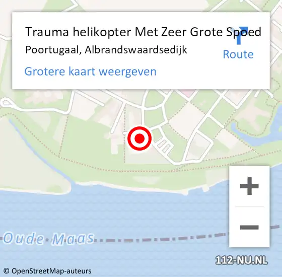 Locatie op kaart van de 112 melding: Trauma helikopter Met Zeer Grote Spoed Naar Poortugaal, Albrandswaardsedijk op 15 september 2024 17:48