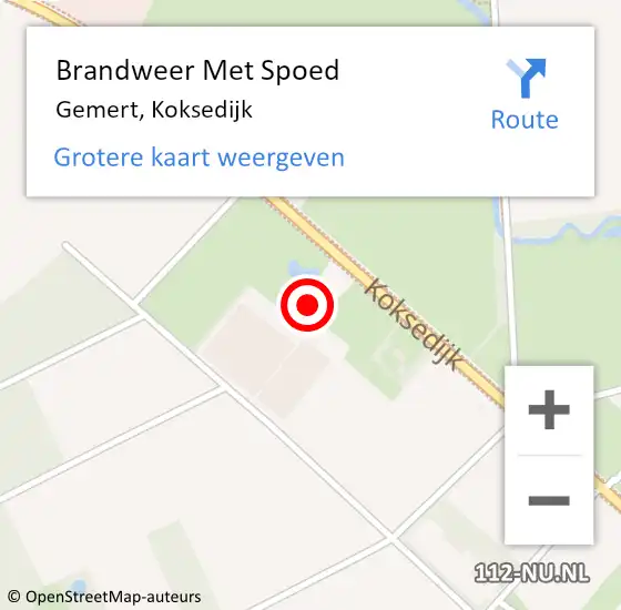 Locatie op kaart van de 112 melding: Brandweer Met Spoed Naar Gemert, Koksedijk op 15 september 2024 17:54