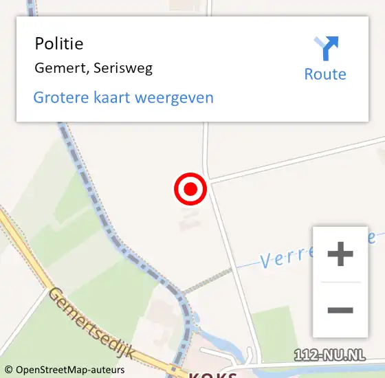 Locatie op kaart van de 112 melding: Politie Gemert, Serisweg op 15 september 2024 18:12