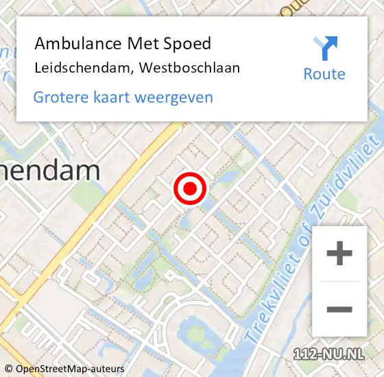 Locatie op kaart van de 112 melding: Ambulance Met Spoed Naar Leidschendam, Westboschlaan op 15 september 2024 18:20