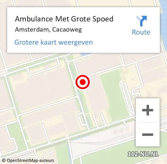 Locatie op kaart van de 112 melding: Ambulance Met Grote Spoed Naar Amsterdam, Cacaoweg op 15 september 2024 18:23