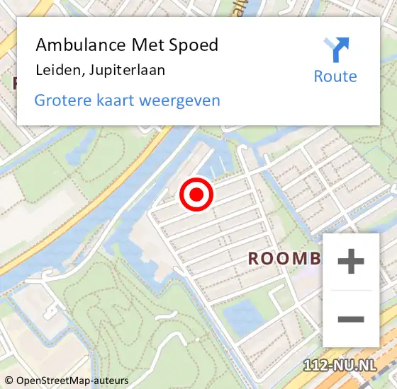 Locatie op kaart van de 112 melding: Ambulance Met Spoed Naar Waddinxveen, Jupiterlaan op 15 september 2024 18:28