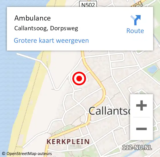 Locatie op kaart van de 112 melding: Ambulance Callantsoog, Dorpsweg op 15 september 2024 18:32