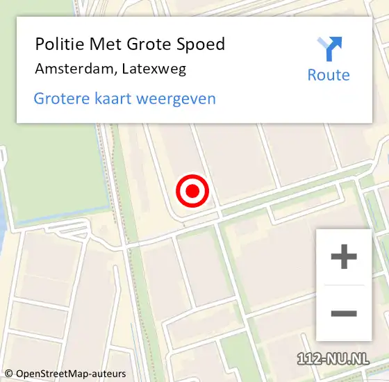 Locatie op kaart van de 112 melding: Politie Met Grote Spoed Naar Amsterdam, Latexweg op 15 september 2024 18:32