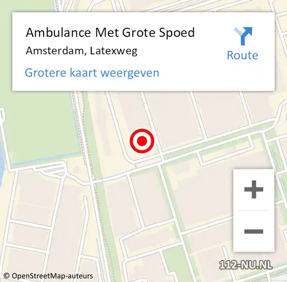 Locatie op kaart van de 112 melding: Ambulance Met Grote Spoed Naar Amsterdam, Latexweg op 15 september 2024 18:36