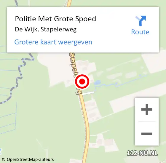 Locatie op kaart van de 112 melding: Politie Met Grote Spoed Naar De Wijk, Stapelerweg op 15 september 2024 19:14