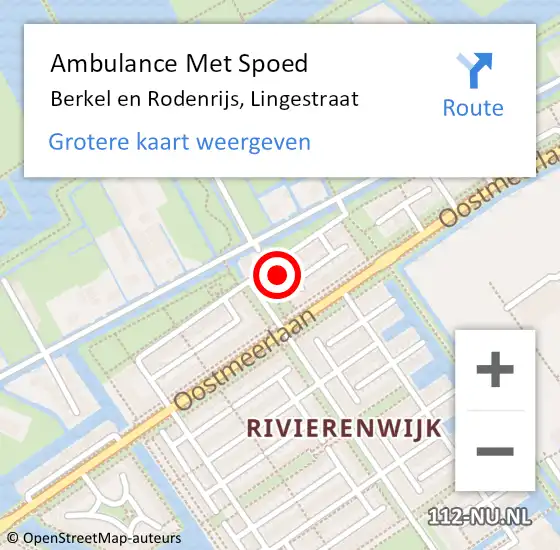 Locatie op kaart van de 112 melding: Ambulance Met Spoed Naar Berkel en Rodenrijs, Lingestraat op 15 september 2024 19:20