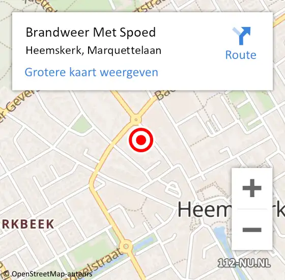 Locatie op kaart van de 112 melding: Brandweer Met Spoed Naar Heemskerk, Marquettelaan op 15 september 2024 19:24