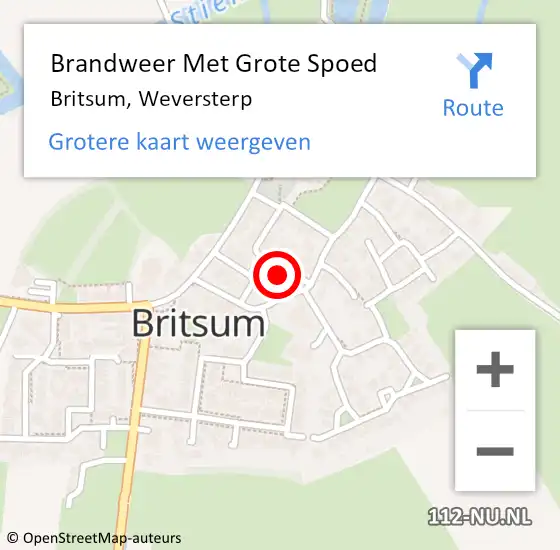 Locatie op kaart van de 112 melding: Brandweer Met Grote Spoed Naar Britsum, Weversterp op 15 september 2024 19:29