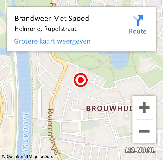 Locatie op kaart van de 112 melding: Brandweer Met Spoed Naar Helmond, Rupelstraat op 15 september 2024 19:43