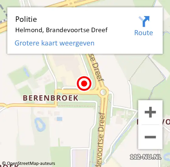 Locatie op kaart van de 112 melding: Politie Helmond, Brandevoortse Dreef op 15 september 2024 19:45