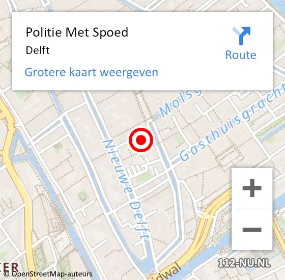 Locatie op kaart van de 112 melding: Politie Met Spoed Naar Delft op 15 september 2024 20:00