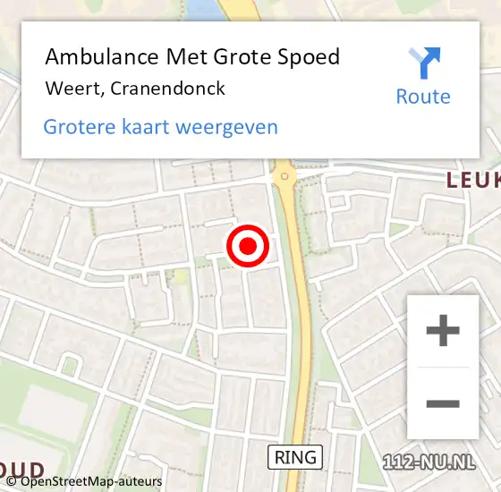 Locatie op kaart van de 112 melding: Ambulance Met Grote Spoed Naar Weert, Cranendonck op 15 september 2024 20:11