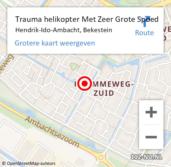 Locatie op kaart van de 112 melding: Trauma helikopter Met Zeer Grote Spoed Naar Hendrik-Ido-Ambacht, Bekestein op 15 september 2024 20:21