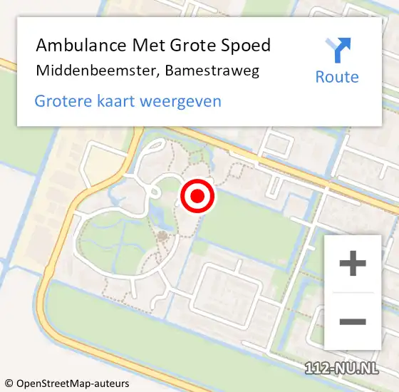 Locatie op kaart van de 112 melding: Ambulance Met Grote Spoed Naar Middenbeemster, Bamestraweg op 15 september 2024 20:26