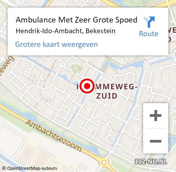 Locatie op kaart van de 112 melding: Ambulance Met Zeer Grote Spoed Naar Hendrik-Ido-Ambacht, Bekestein op 15 september 2024 20:29