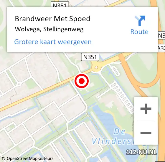 Locatie op kaart van de 112 melding: Brandweer Met Spoed Naar Wolvega, Stellingenweg op 15 september 2024 20:38