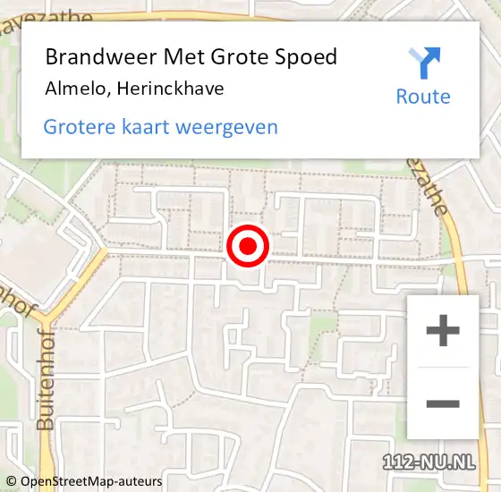 Locatie op kaart van de 112 melding: Brandweer Met Grote Spoed Naar Almelo, Herinckhave op 15 september 2024 20:42