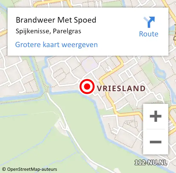 Locatie op kaart van de 112 melding: Brandweer Met Spoed Naar Spijkenisse, Parelgras op 15 september 2024 20:45