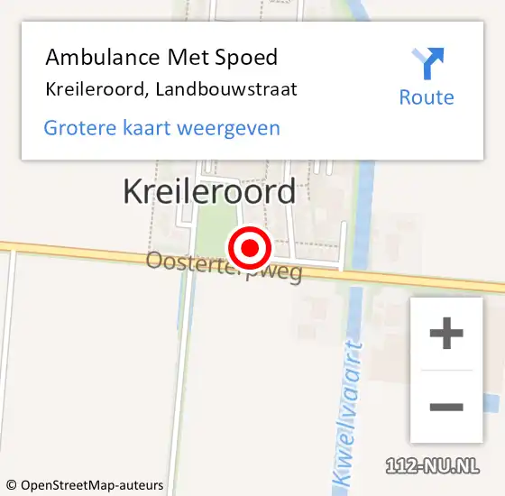 Locatie op kaart van de 112 melding: Ambulance Met Spoed Naar Kreileroord, Landbouwstraat op 15 september 2024 20:46