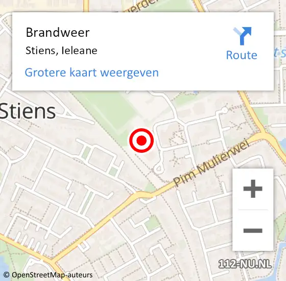 Locatie op kaart van de 112 melding: Brandweer Stiens, Ieleane op 15 september 2024 20:48