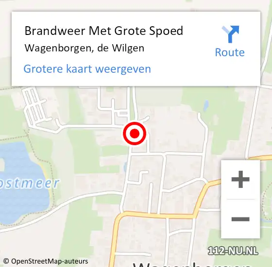 Locatie op kaart van de 112 melding: Brandweer Met Grote Spoed Naar Wagenborgen, de Wilgen op 15 september 2024 20:49